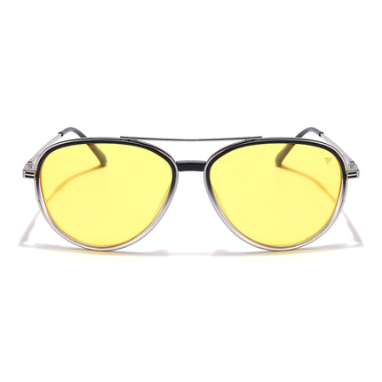 Voyage Select Aviator Polarized Sunglasses (Yellow Lens | Black & Transparent Frame - SLPMG5936)