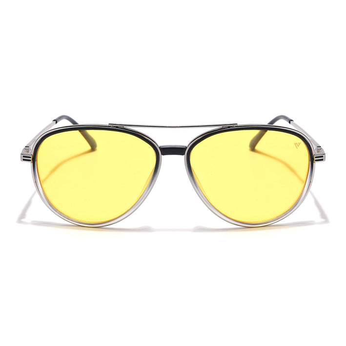 Voyage Select Aviator Polarized Sunglasses (Yellow Lens | Black & Transparent Frame - SLPMG5936)