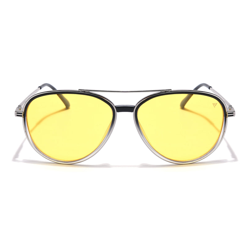 Voyage Select Aviator Polarized Sunglasses (Yellow Lens | Black & Transparent Frame - SLPMG5936)