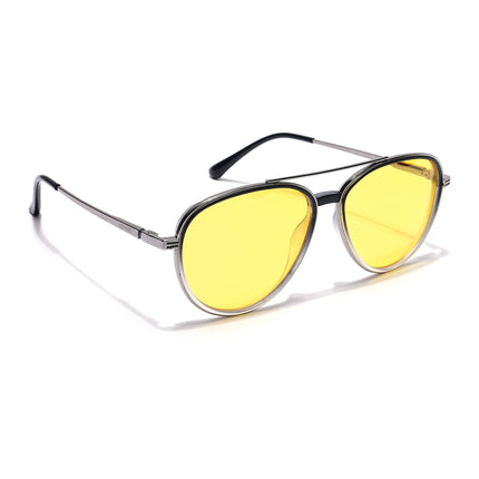Voyage Select Aviator Polarized Sunglasses (Yellow Lens | Black & Transparent Frame - SLPMG5936)