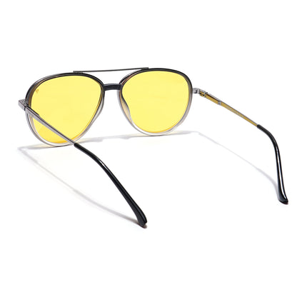 Voyage Select Aviator Polarized Sunglasses (Yellow Lens | Black & Transparent Frame - SLPMG5936)