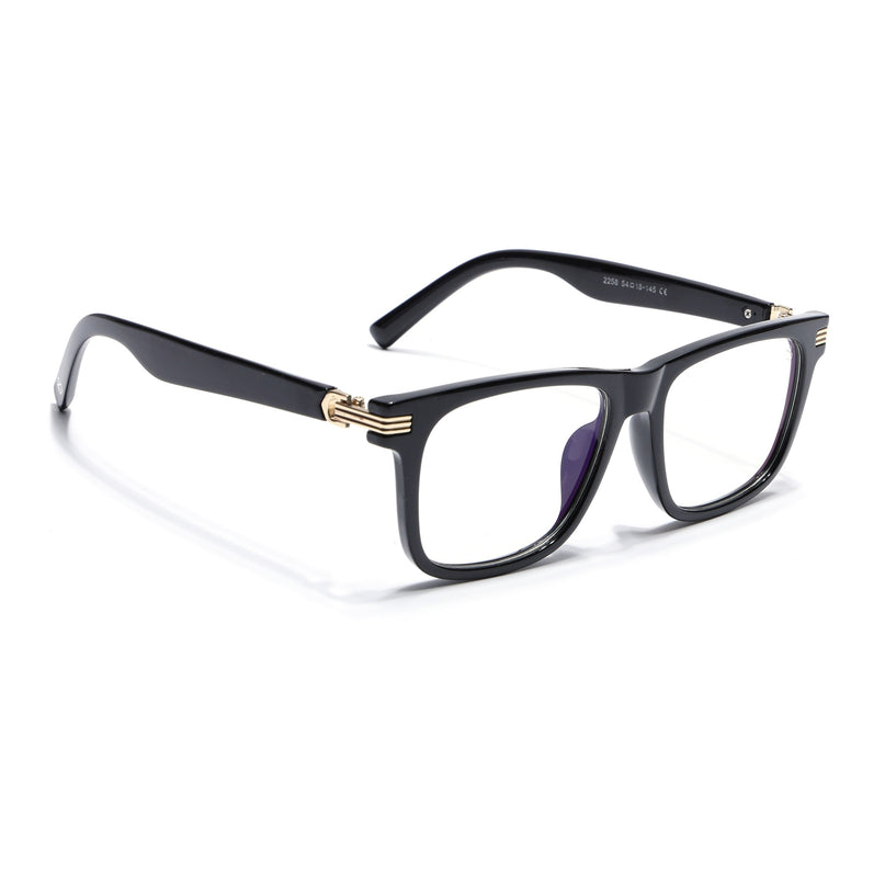 Eyejack Shine Black Square Eyeglasses for Men & Women (2258FCL2150-C1)