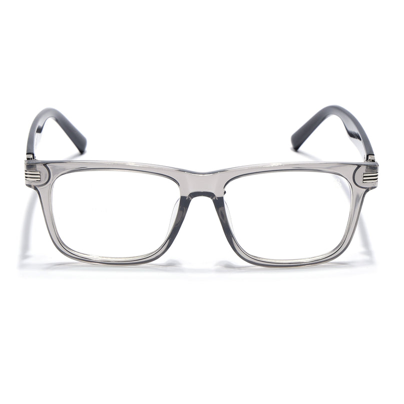 Eyejack Transparent Grey Square Eyeglasses for Men & Women (2258FCL2151-C2)