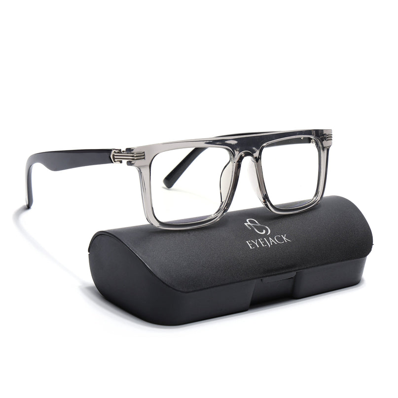 Eyejack Transparent Grey Wayfarer Eyeglasses for Men & Women (2261FCL2157-C2)