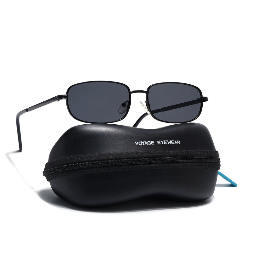 Vesper | Black Rectangle Polarized Sunglasses (Black Lens - PMG5845)