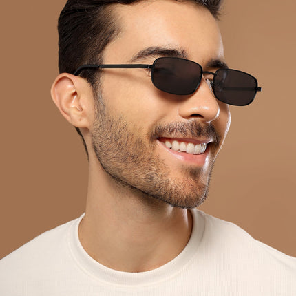 Vesper | Black Rectangle Polarized Sunglasses (Black Lens - PMG5845)