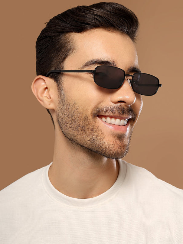 Vesper | Black Rectangle Polarized Sunglasses (Black Lens - PMG5845)