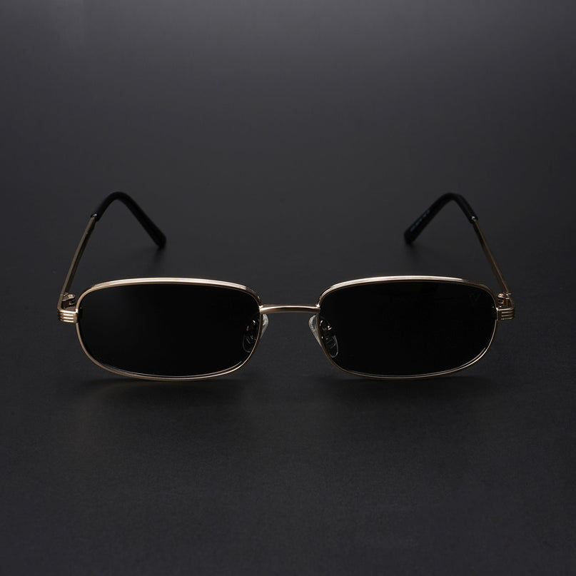 Vesper |  Golden Rectangle Polarized Sunglasses (Black Lens - PMG5846)