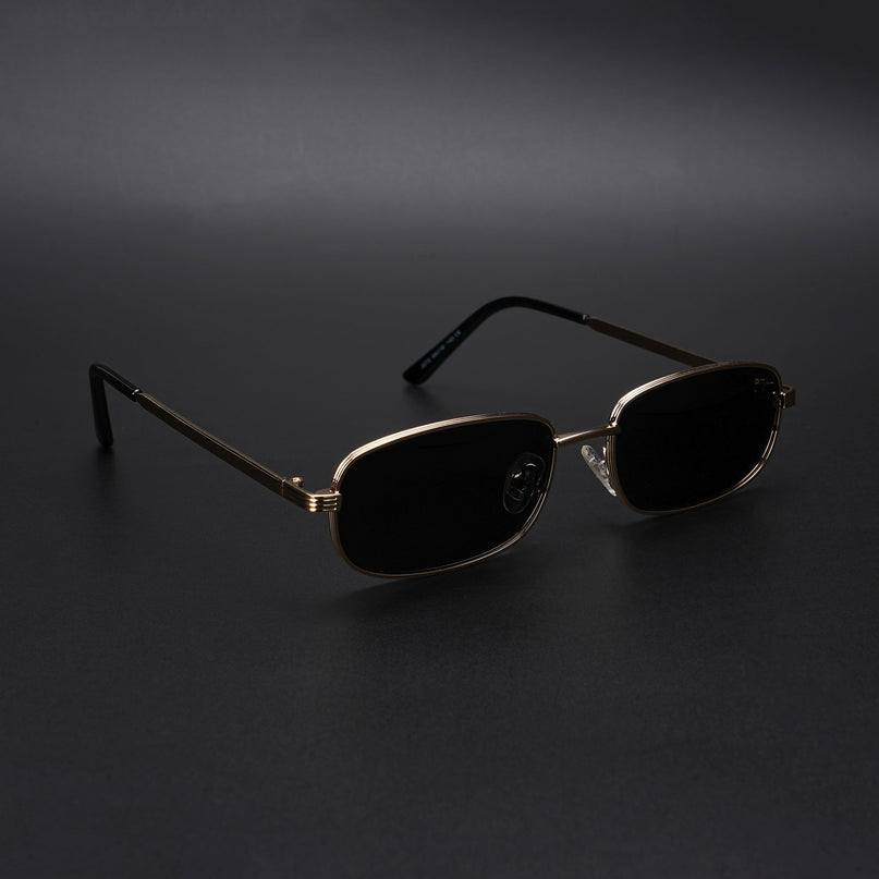 Vesper |  Golden Rectangle Polarized Sunglasses (Black Lens - PMG5846)