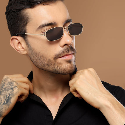 Vesper |  Golden Rectangle Polarized Sunglasses (Black Lens - PMG5846)