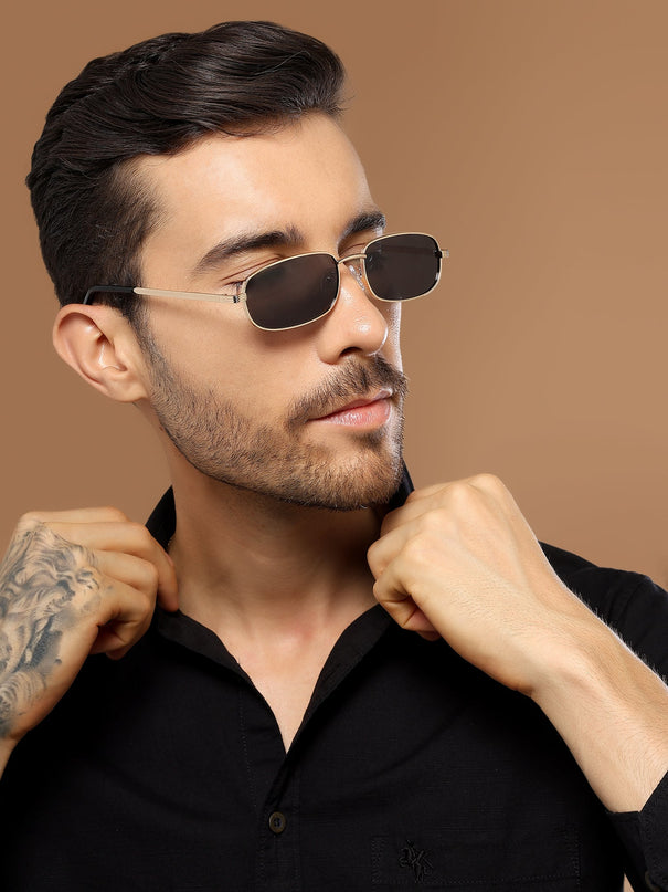 Vesper |  Golden Rectangle Polarized Sunglasses (Black Lens - PMG5846)