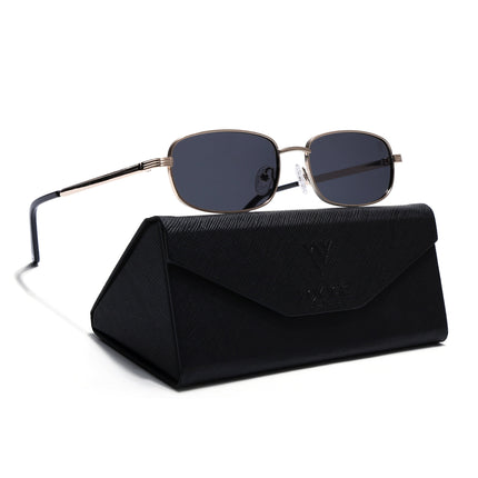 Vesper |  Golden Rectangle Polarized Sunglasses (Black Lens - PMG5846)