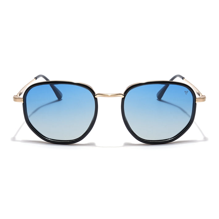 Voyage Select Square Polarized Sunglasses (Blue Lens | Black & Golden Frame - SLPMG5939)