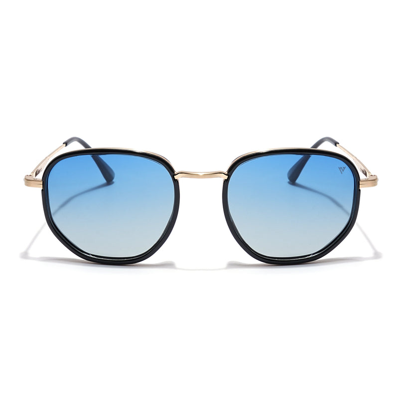 Voyage Select Square Polarized Sunglasses (Blue Lens | Black & Golden Frame - SLPMG5939)