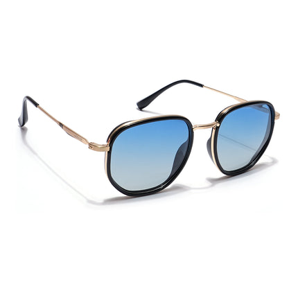 Voyage Select Square Polarized Sunglasses (Blue Lens | Black & Golden Frame - SLPMG5939)