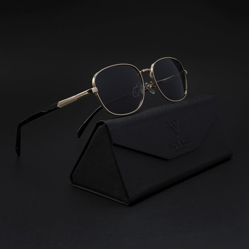 Dash | Gold Unisex Polarized Sunglasses | Black Lens - PMG5850