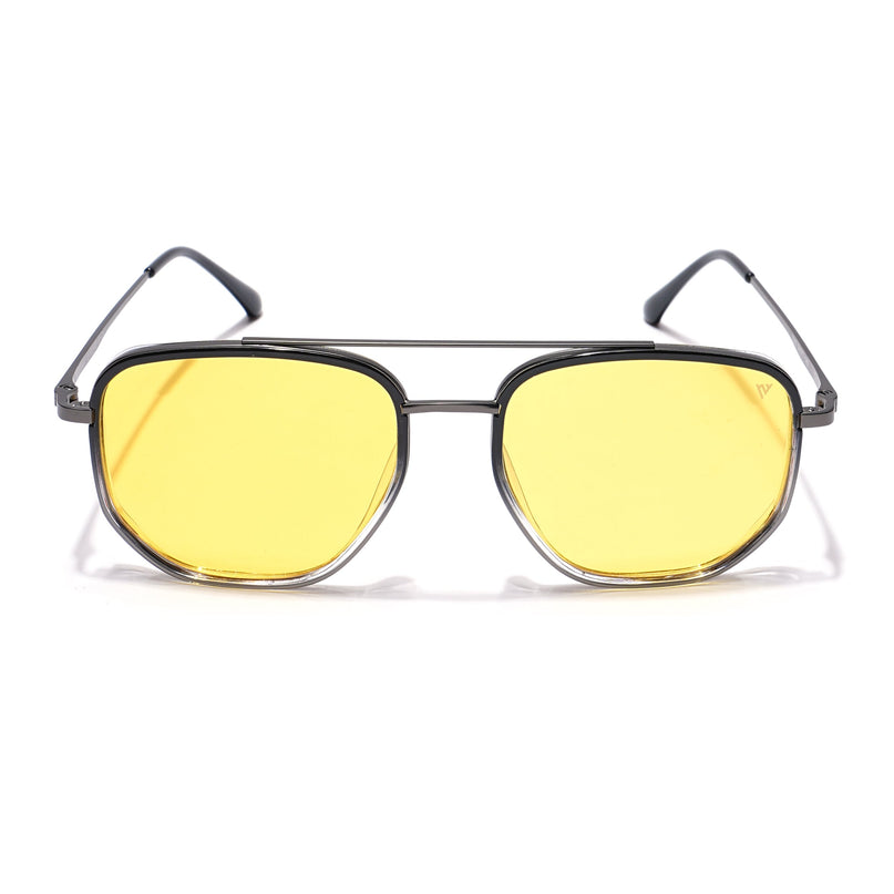 Voyage Select Square Polarized Sunglasses (Yellow Lens | Black & Transparent Frame - SLPMG5967)