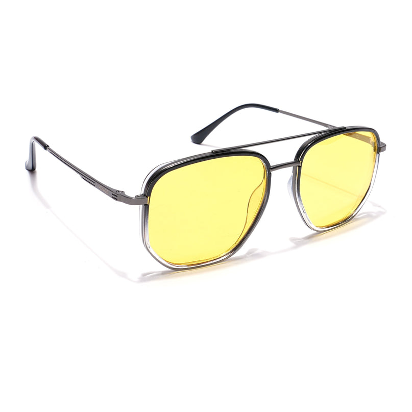 Voyage Select Square Polarized Sunglasses (Yellow Lens | Black & Transparent Frame - SLPMG5967)