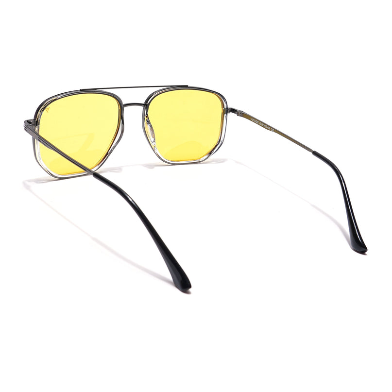 Voyage Select Square Polarized Sunglasses (Yellow Lens | Black & Transparent Frame - SLPMG5967)