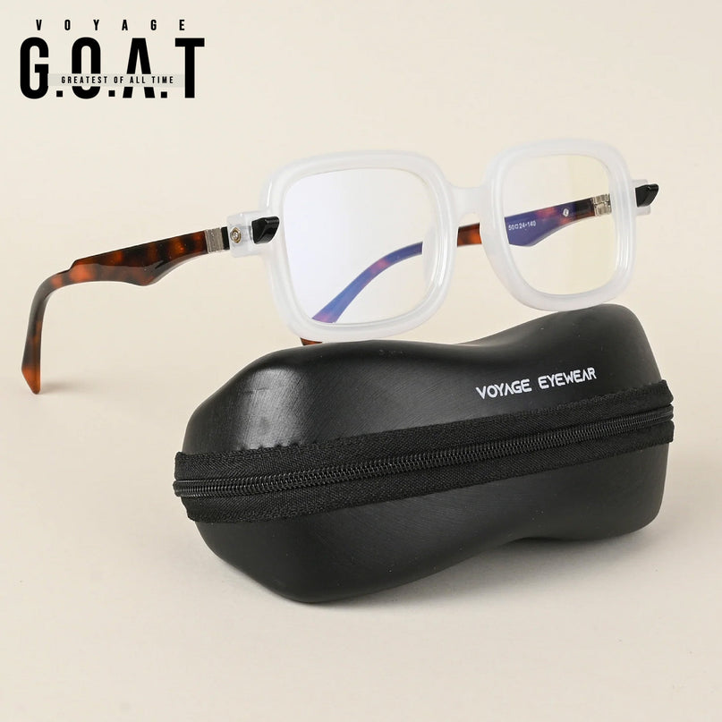 Voyage Goat Matt Transparent Square Eyeglasses for Men & Women - MG4883-C3
