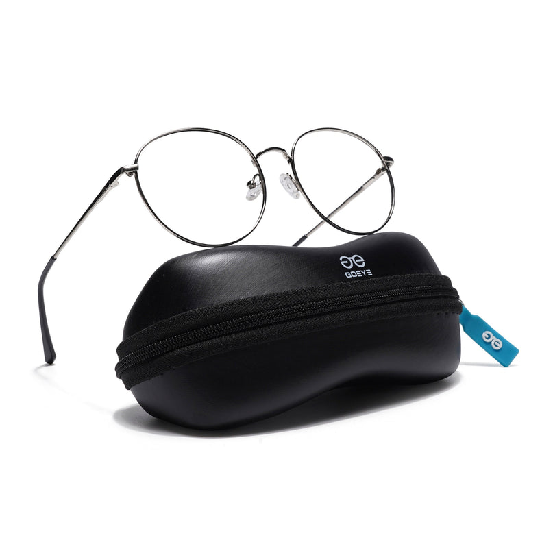 Goeye Thin Silver Round Eyeglasses for Men & Women - GE1791-C2