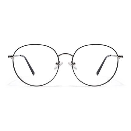 Goeye Thin Black & Silver Round Eyeglasses for Men & Women - GE1792-C3