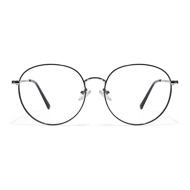 Goeye Thin Black & Silver Round Eyeglasses for Men & Women - GE1792-C3