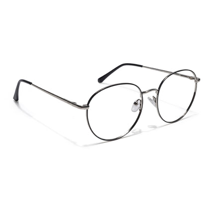 Goeye Thin Black & Silver Round Eyeglasses for Men & Women - GE1792-C3