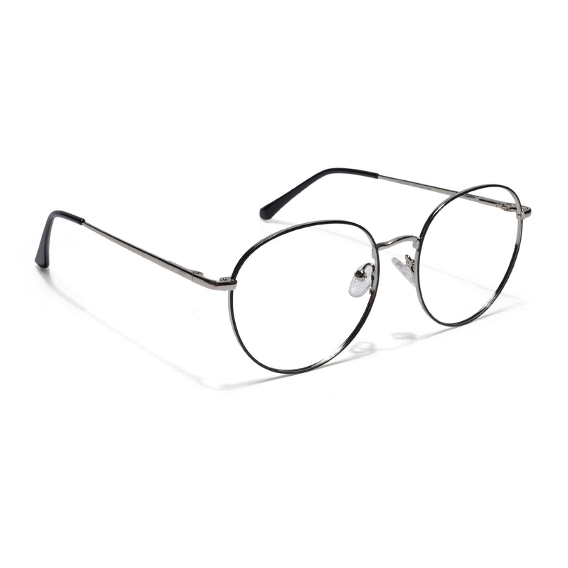 Goeye Thin Black & Silver Round Eyeglasses for Men & Women - GE1792-C3