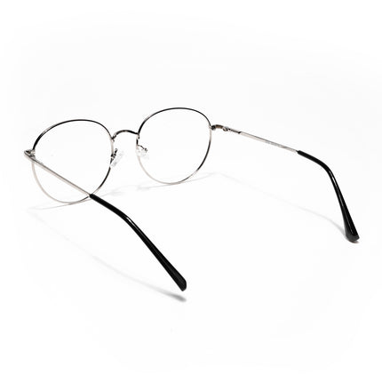 Goeye Thin Black & Silver Round Eyeglasses for Men & Women - GE1792-C3