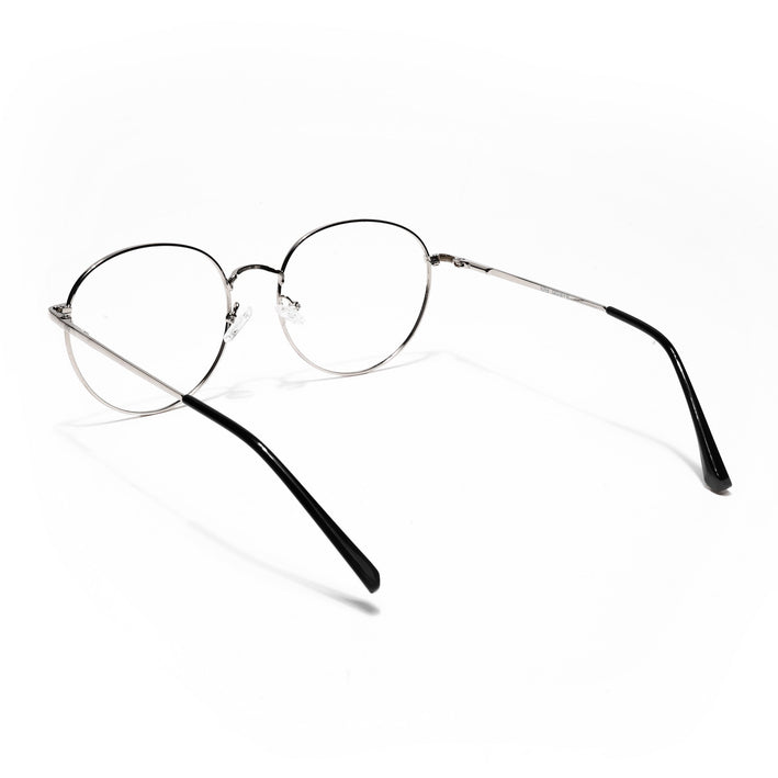Goeye Thin Black & Silver Round Eyeglasses for Men & Women - GE1792-C3