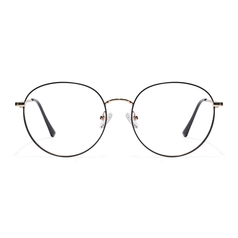 Goeye Thin Black & Golden Round Eyeglasses for Men & Women - GE1794-C5