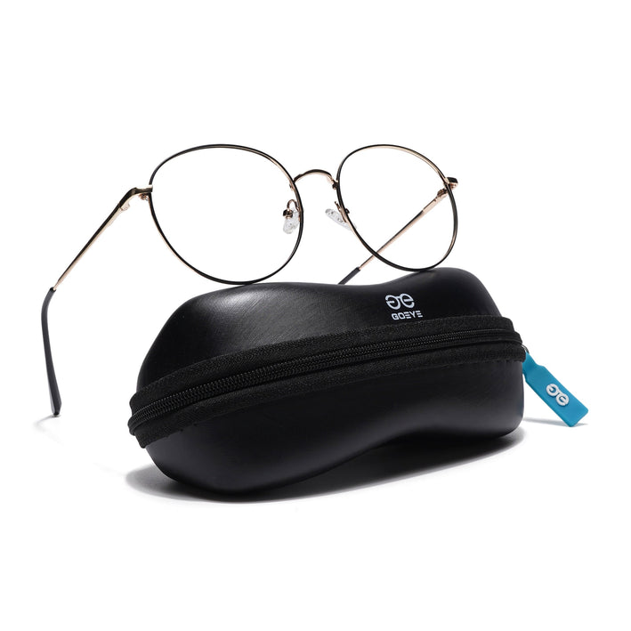 Goeye Thin Black & Golden Round Eyeglasses for Men & Women - GE1794-C5