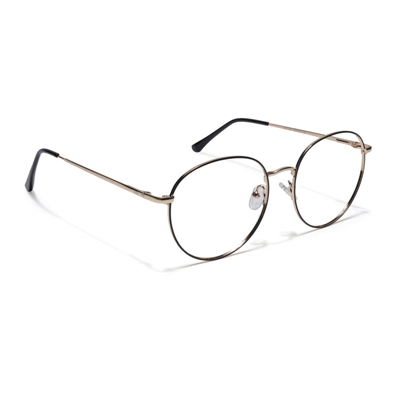 Goeye Thin Black & Golden Round Eyeglasses for Men & Women - GE1794-C5