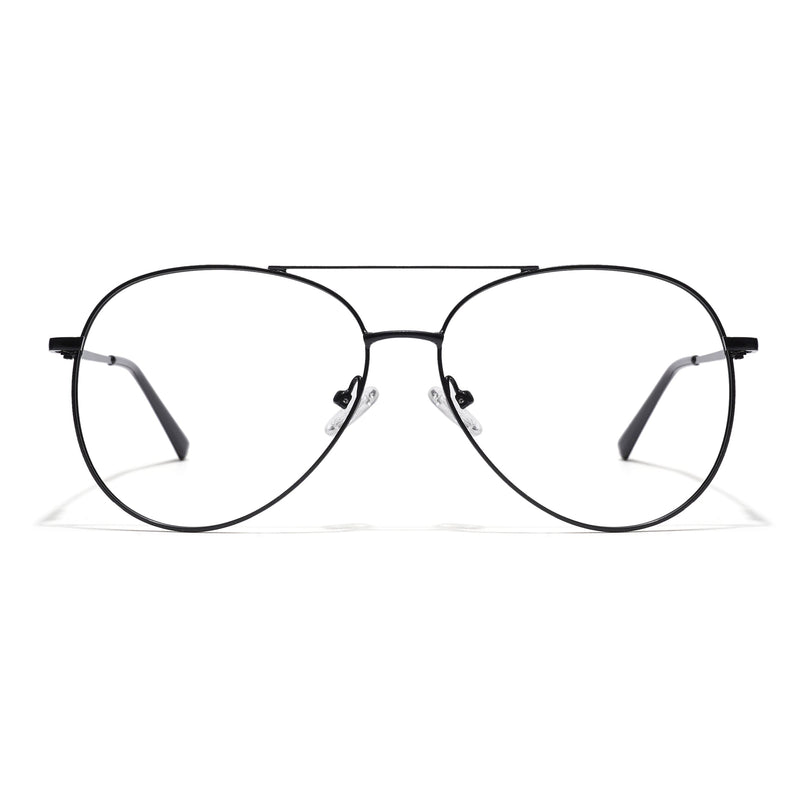 Goeye Thin Black Aviator Eyeglasses for Men & Women - GE1795-C1