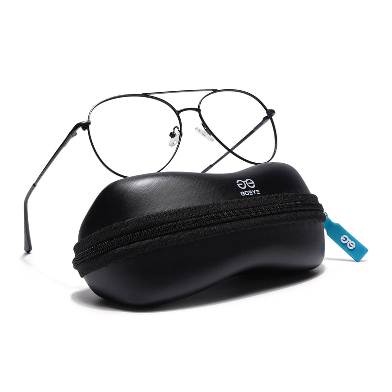 Goeye Thin Black Aviator Eyeglasses for Men & Women - GE1795-C1