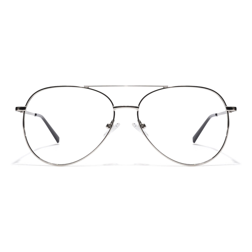 Goeye Thin Silver Aviator Eyeglasses for Men & Women - GE1796-C2
