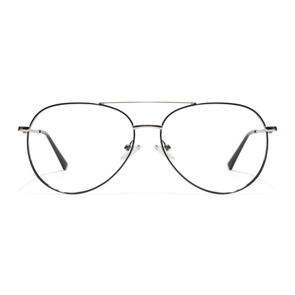 Goeye Thin Black & Silver Aviator Eyeglasses for Men & Women - GE1797-C3