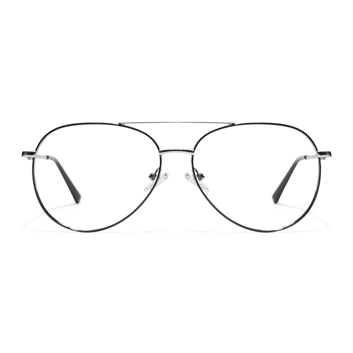 Goeye Thin Black & Silver Aviator Eyeglasses for Men & Women - GE1797-C3