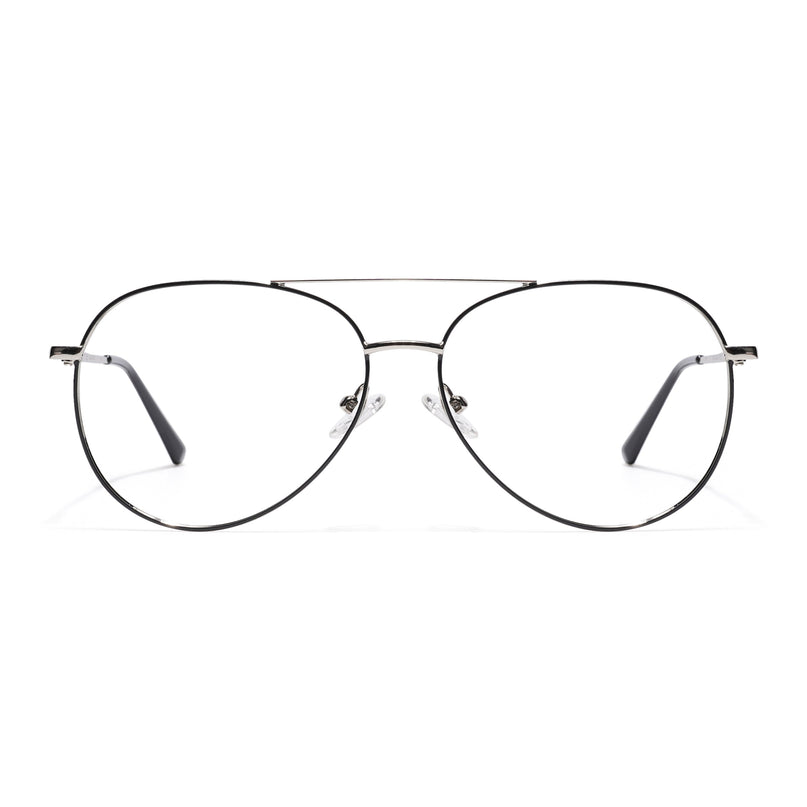 Goeye Thin Black & Silver Aviator Eyeglasses for Men & Women - GE1797-C3