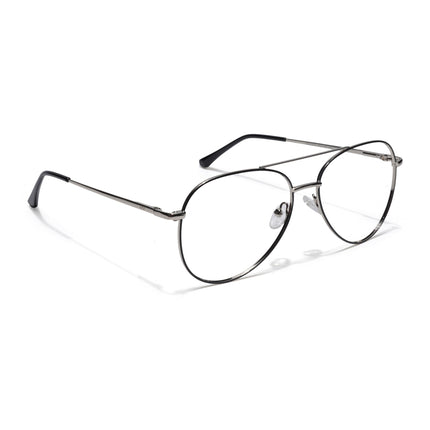 Goeye Thin Black & Silver Aviator Eyeglasses for Men & Women - GE1797-C3