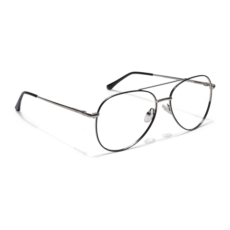Goeye Thin Black & Silver Aviator Eyeglasses for Men & Women - GE1797-C3