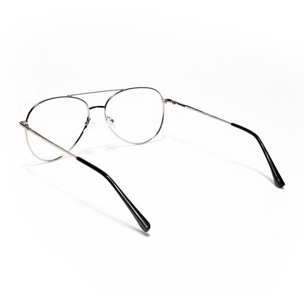 Goeye Thin Black & Silver Aviator Eyeglasses for Men & Women - GE1797-C3