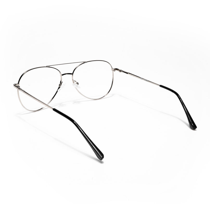 Goeye Thin Black & Silver Aviator Eyeglasses for Men & Women - GE1797-C3