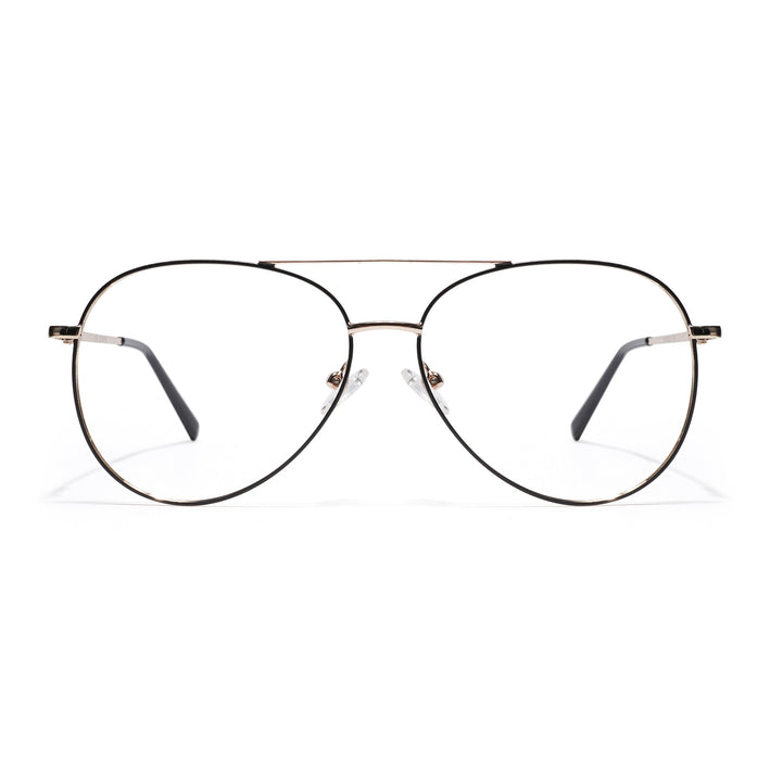 Goeye Thin Black & Golden Aviator Eyeglasses for Men & Women - GE1799-C5