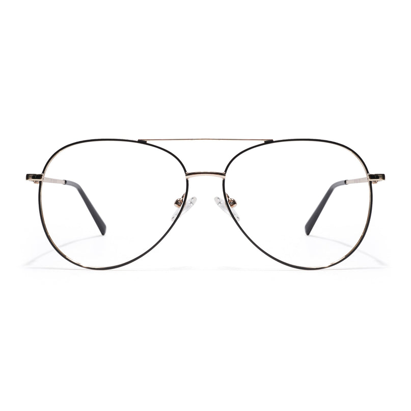 Goeye Thin Black & Golden Aviator Eyeglasses for Men & Women - GE1799-C5