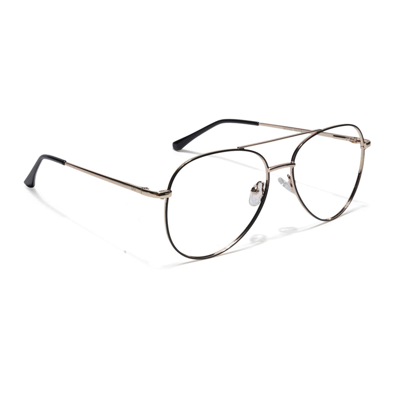 Goeye Thin Black & Golden Aviator Eyeglasses for Men & Women - GE1799-C5