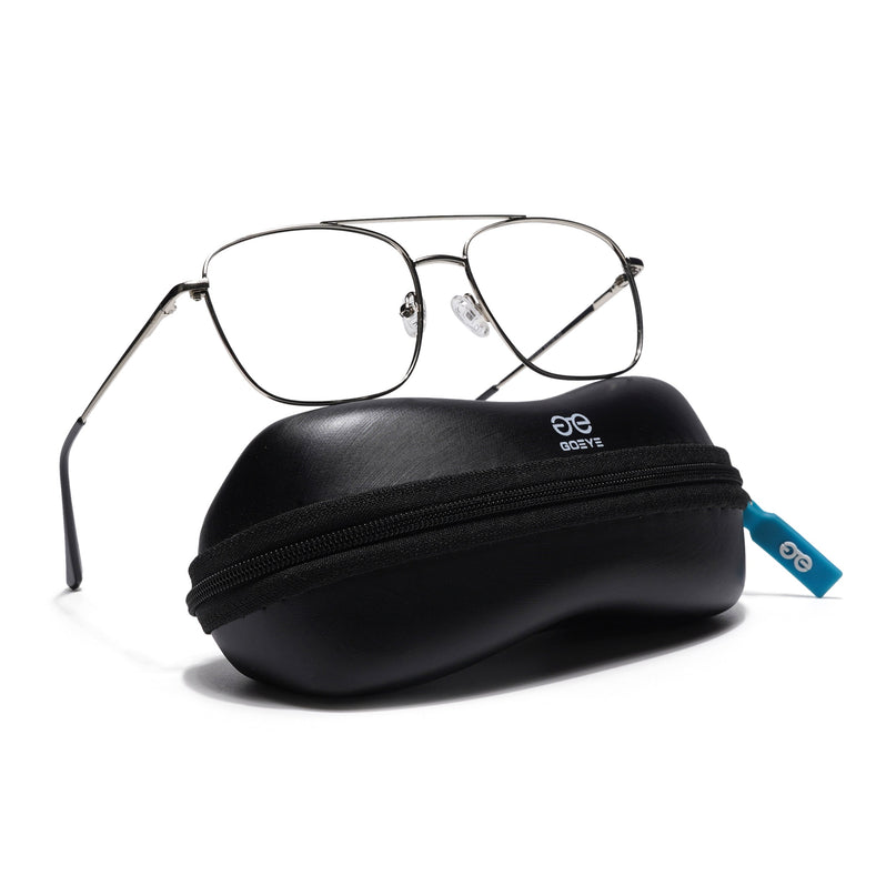 Goeye Thin Silver Wayfarer Eyeglasses for Men & Women - GE1801-C2