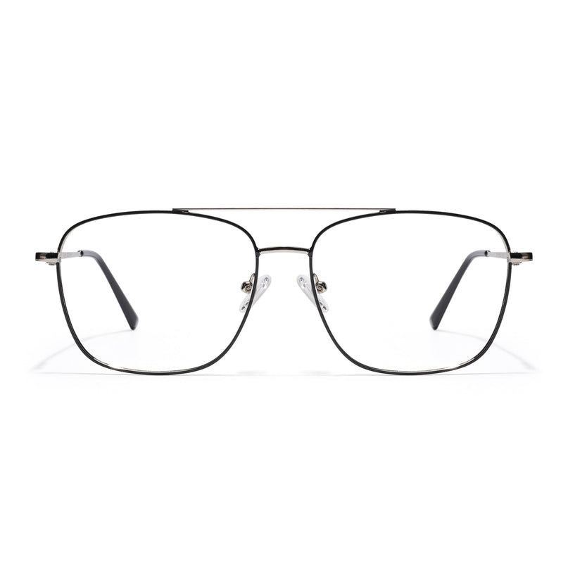 Goeye Thin Black & Silver Wayfarer Eyeglasses for Men & Women - GE1802-C3