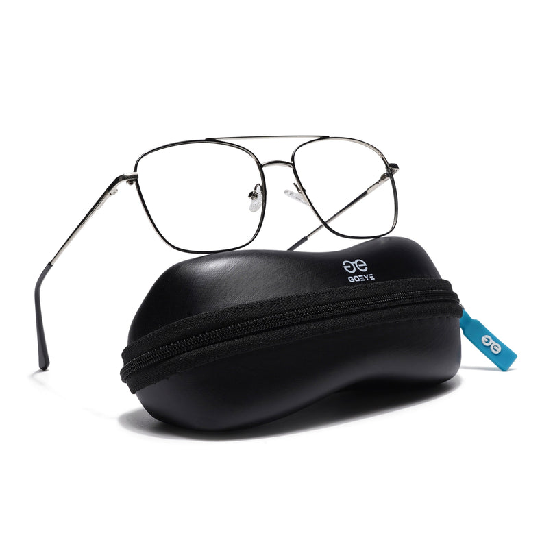 Goeye Thin Black & Silver Wayfarer Eyeglasses for Men & Women - GE1802-C3